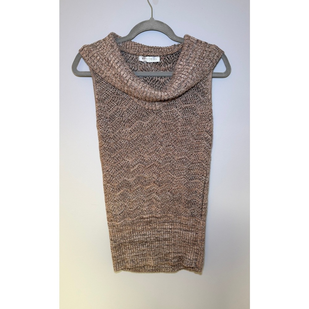 White House Black Market Brown Tan Sleeveless Cowl Neck Knit Top Small/Medium